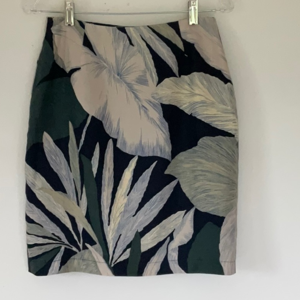 Vintage JNY Tropical Print Linen Wrap Skirt - Picture 2 of 9